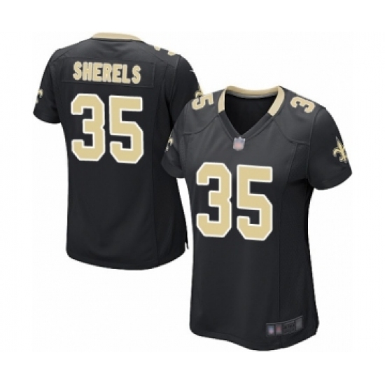 Women's New Orleans Saints 35 Marcus Sherels Game Black Team Color Football Jersey