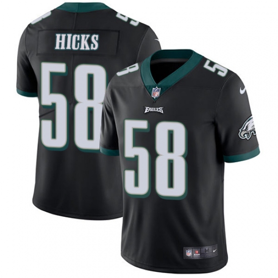 Youth Nike Philadelphia Eagles 58 Jordan Hicks Black Alternate Vapor Untouchable Limited Player NFL Jersey