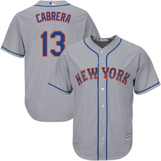 Men's Majestic New York Mets 13 Asdrubal Cabrera Replica Grey Road Cool Base MLB Jersey