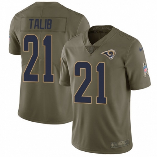 Men's Nike Los Angeles Rams 21 Aqib Talib Limited Olive 2017 Salute to Service NFL Jersey