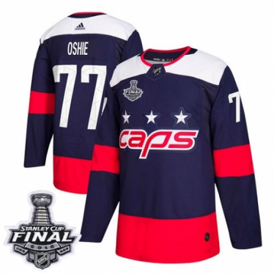 Men's Adidas Washington Capitals 77 T.J. Oshie Authentic Navy Blue 2018 Stadium Series 2018 Stanley Cup Final NHL Jersey