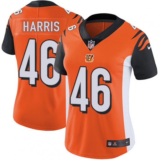 Women's Nike Cincinnati Bengals 46 Clark Harris Orange Alternate Vapor Untouchable Limited Player NFL Jersey