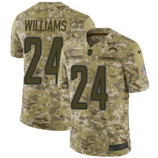 Youth Nike Los Angeles Chargers 24 Trevor Williams Limited Camo 2018 Salute to Service NFL Jersey