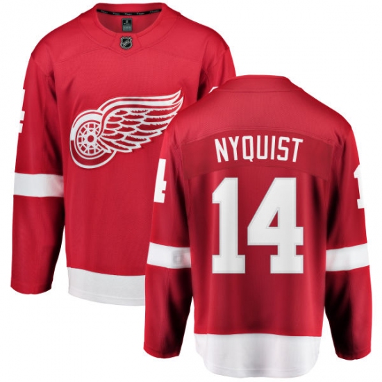 Men's Detroit Red Wings 14 Gustav Nyquist Fanatics Branded Red Home Breakaway NHL Jersey