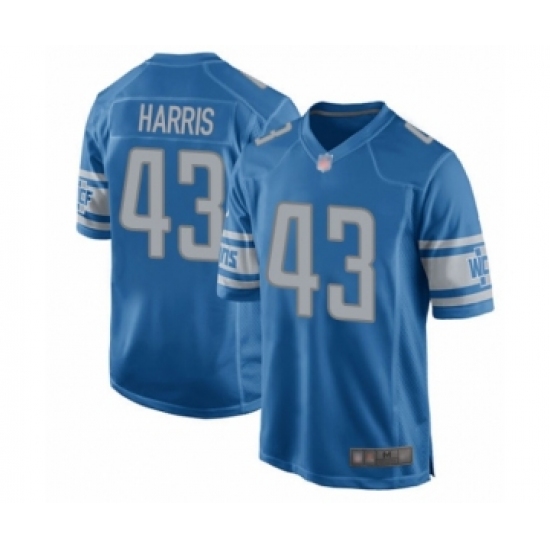 Men's Detroit Lions 43 Will Harris Game Blue Team Color Football Jersey