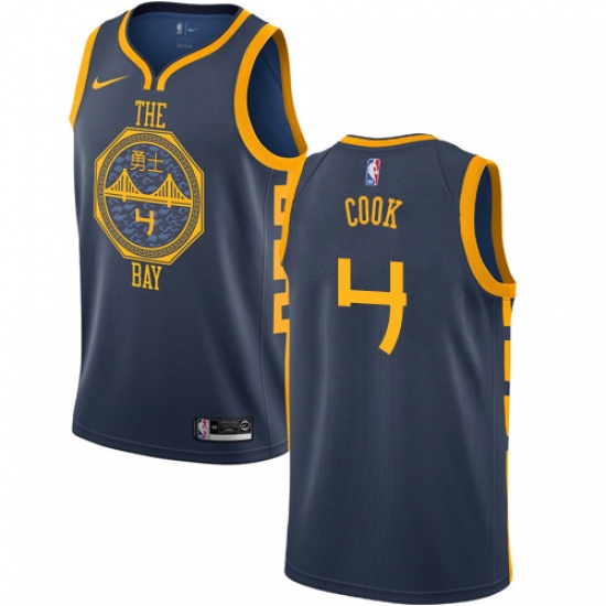 Men's Nike Golden State Warriors 4 Quinn Cook Swingman Navy Blue NBA Jersey - City Edition