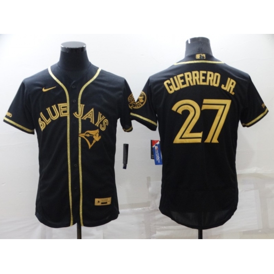 Men's Toronto Blue Jays 27 Vladimir Guerrero Jr. Black Gold Alternate Baseball Jersey