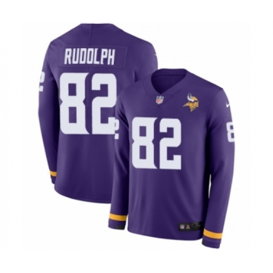 Men's Nike Minnesota Vikings 82 Kyle Rudolph Limited Purple Therma Long Sleeve NFL Jersey