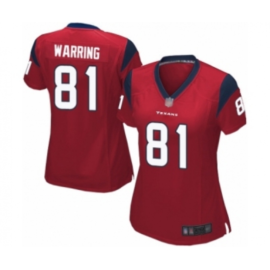 Women's Houston Texans 81 Kahale Warring Game Red Alternate Football Jersey