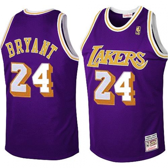 Men's Mitchell and Ness Los Angeles Lakers 24 Kobe Bryant Swingman Purple Throwback NBA Jersey