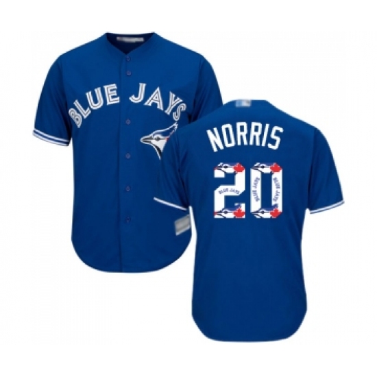 Men's Toronto Blue Jays 20 Bud Norris Authentic Blue Team Logo Fashion Baseball Jersey