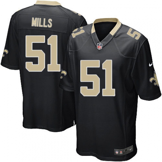 Men's Nike New Orleans Saints 51 Sam Mills Game Black Team Color NFL Jersey