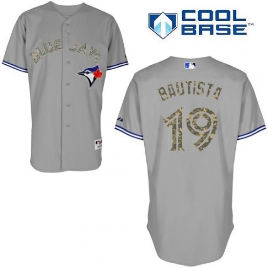 Men's Majestic Toronto Blue Jays 19 Jose Bautista Authentic White USMC Cool Base MLB Jersey