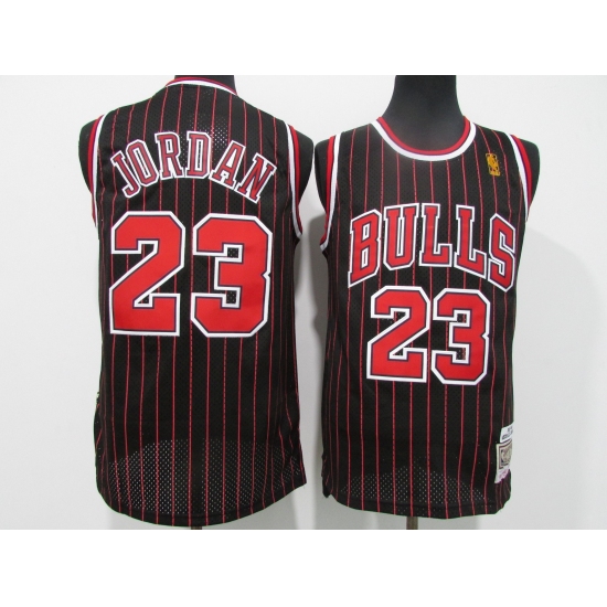 Men's Chicago Bulls 23 Michael Jordan Black Throwback Finished Basketball Jersey