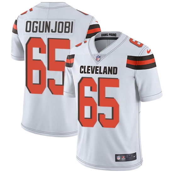 Men's Nike Cleveland Browns 65 Larry Ogunjobi White Vapor Untouchable Limited Player NFL Jersey