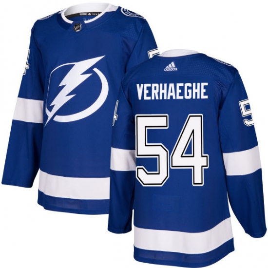 Men's Adidas Tampa Bay Lightning 54 Carter Verhaeghe Premier Royal Blue Home NHL Jersey