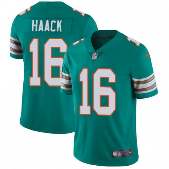 Youth Nike Miami Dolphins 16 Matt Haack Aqua Green Alternate Vapor Untouchable Limited Player NFL Jersey
