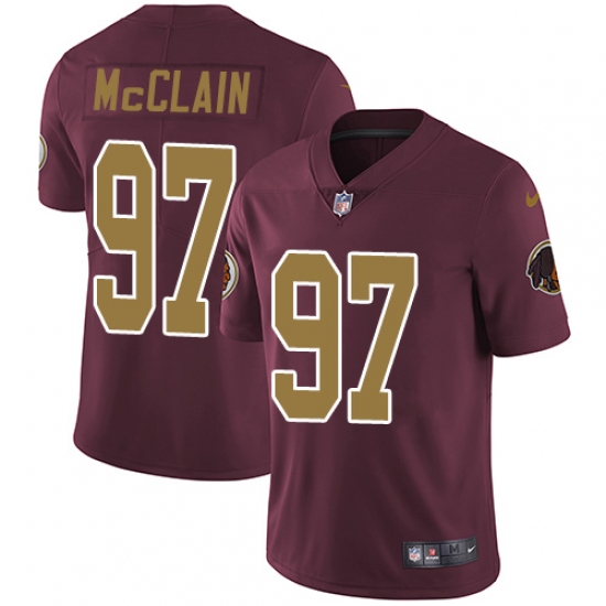 Youth Nike Washington Redskins 97 Terrell McClain Elite Burgundy Red/Gold Number Alternate 80TH Anniversary NFL Jersey