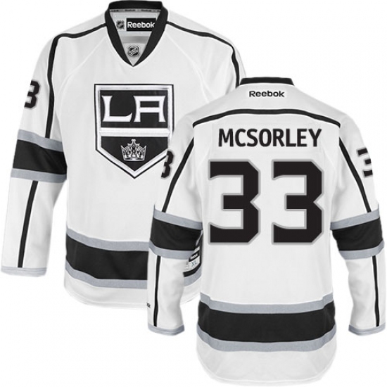 Men's Reebok Los Angeles Kings 33 Marty Mcsorley Authentic White Away NHL Jersey