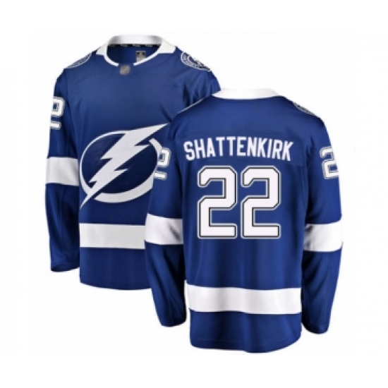 Men's Tampa Bay Lightning 22 Kevin Shattenkirk Fanatics Branded Blue Home Breakaway Hockey Jersey