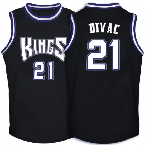 Men's Adidas Sacramento Kings 21 Vlade Divac Swingman Black Throwback NBA Jersey