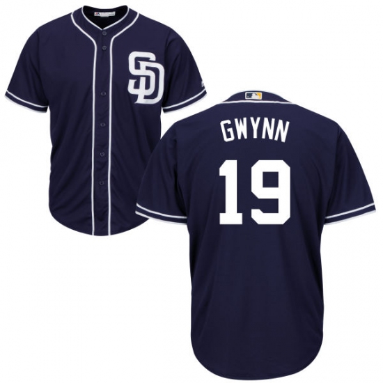 Men's Majestic San Diego Padres 19 Tony Gwynn Replica Navy Blue Alternate 1 Cool Base MLB Jersey