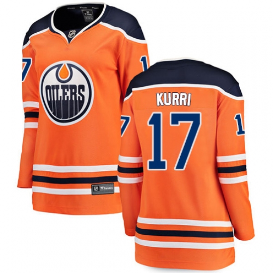 Women's Edmonton Oilers 17 Jari Kurri Fanatics Branded Orange Home Breakaway NHL Jersey