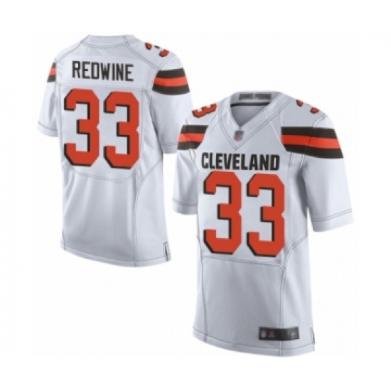 Men's Cleveland Browns 33 Sheldrick Redwine Elite White Football Jersey