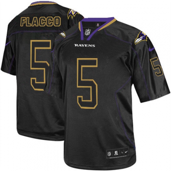 Youth Nike Baltimore Ravens 5 Joe Flacco Elite Lights Out Black NFL Jersey