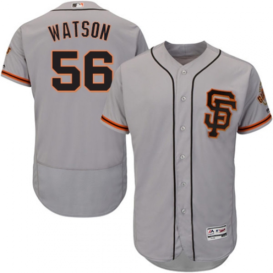 Men's Majestic San Francisco Giants 56 Tony Watson Grey Alternate Flex Base Authentic Collection MLB Jersey