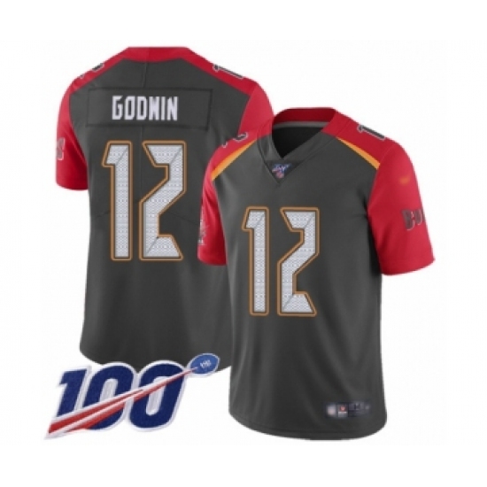 Men's Tampa Bay Buccaneers 12 Chris Godwin Limited Gray Inverted Legend 100th Season Football Jersey