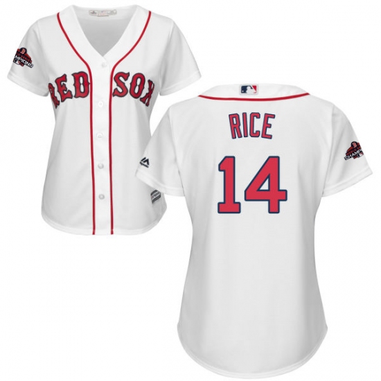 Women's Majestic Boston Red Sox 14 Jim Rice Authentic White Home 2018 World Series Champions MLB Jersey