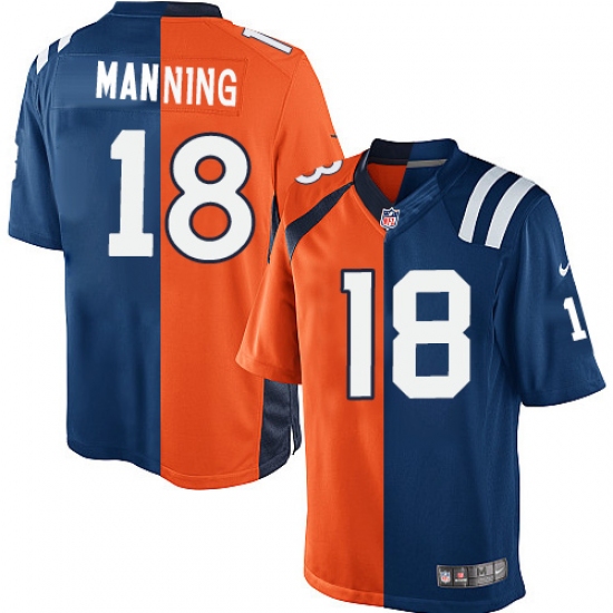 Youth Nike Indianapolis Colts 18 Peyton Manning Elite Royal Blue/Orange Split Fashion NFL Jersey