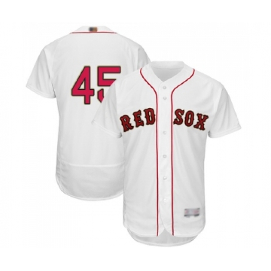 Men's Boston Red Sox 45 Pedro Martinez White 2019 Gold Program Flex Base Authentic Collection Baseball Jersey