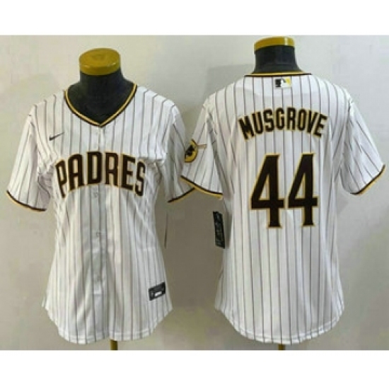 Women's San Diego Padres 44 Joe Musgrove White Stitched MLB Cool Base Nike Jersey