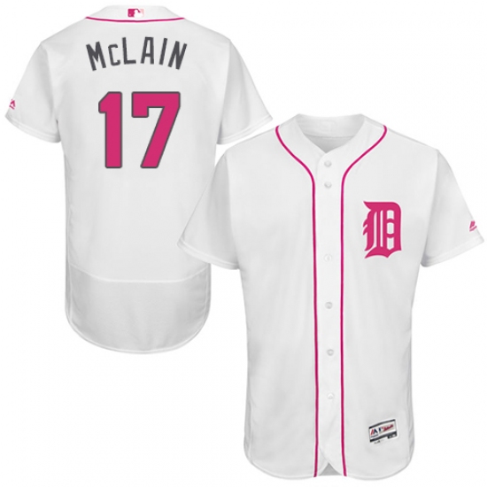 Men's Majestic Detroit Tigers 17 Denny McLain Authentic White 2016 Mother's Day Fashion Flex Base MLB Jersey