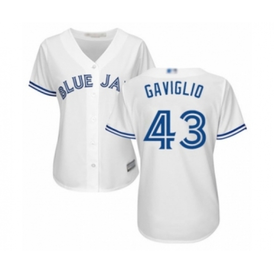 Women's Toronto Blue Jays 43 Sam Gaviglio Authentic White Home Baseball Player Jersey