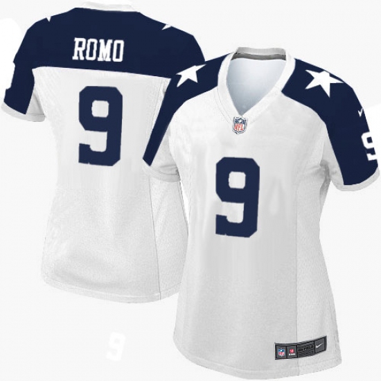 Women's Nike Dallas Cowboys 9 Tony Romo Limited White Throwback Alternate NFL Jersey