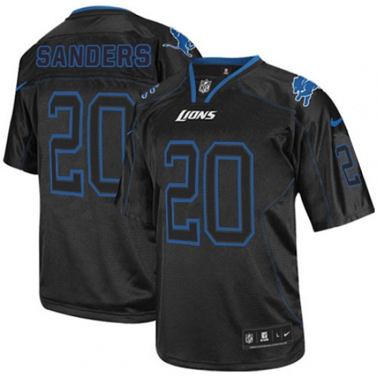 Men's Nike Detroit Lions 20 Barry Sanders Elite Lights Out Black NFL Jersey