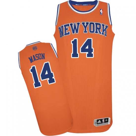 Men's Adidas New York Knicks 14 Anthony Mason Authentic Orange Alternate NBA Jersey