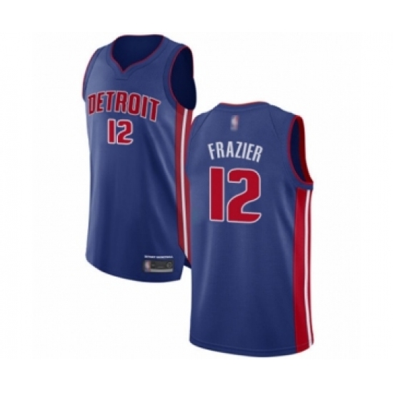 Men's Detroit Pistons 12 Tim Frazier Authentic Royal Blue Basketball Jersey - Icon Edition