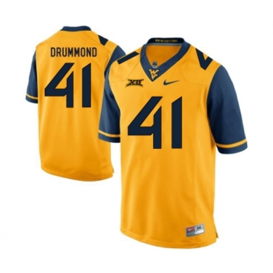 West Virginia Mountaineers 41 Elijah Drummond Gold College Football Jersey