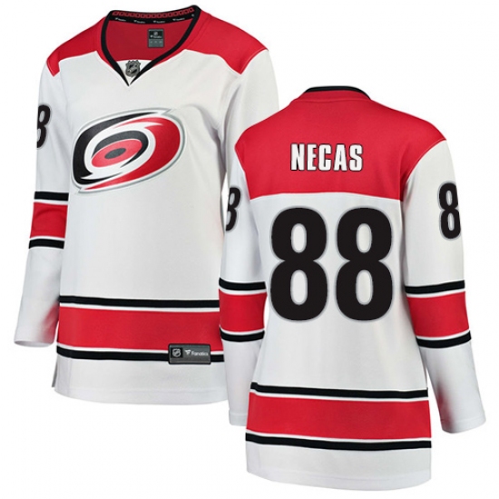 Women's Carolina Hurricanes 88 Martin Necas Authentic White Away Fanatics Branded Breakaway NHL Jersey