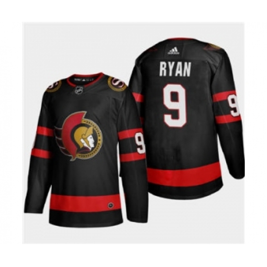 Men's Ottawa Senators 9 Bobby Ryan Black 2020-21 Authentic Player Away Stitched Hockey Jersey