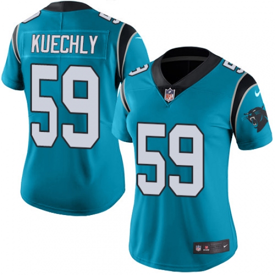 Women's Nike Carolina Panthers 59 Luke Kuechly Blue Alternate Vapor Untouchable Limited Player NFL Jersey