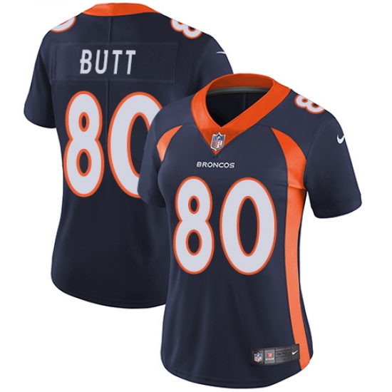 Women's Nike Denver Broncos 80 Jake Butt Elite Navy Blue Alternate NFL Jersey