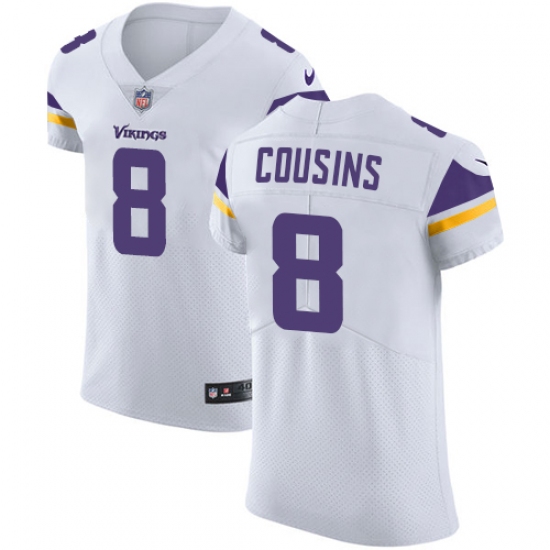 Men's Nike Minnesota Vikings 8 Kirk Cousins White Vapor Untouchable Elite Player NFL Jersey