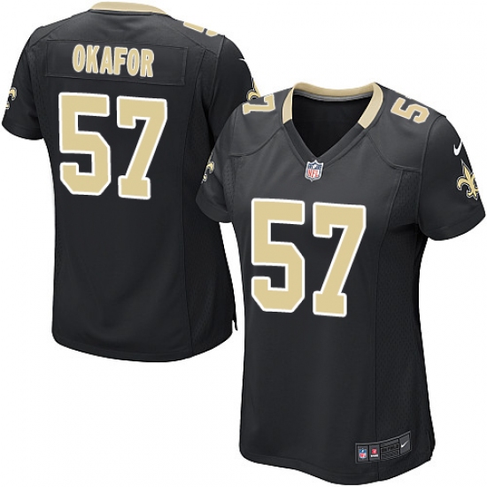 Women's Nike New Orleans Saints 91 Alex Okafor Game Black Team Color NFL Jersey