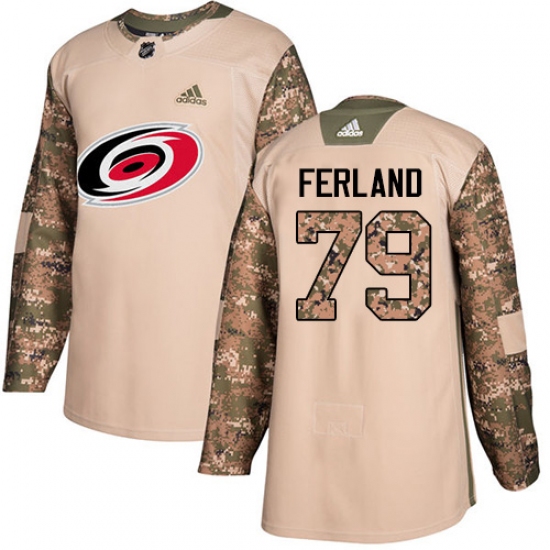 Men's Adidas Carolina Hurricanes 79 Michael Ferland Camo Authentic 2017 Veterans Day Stitched NHL Jersey