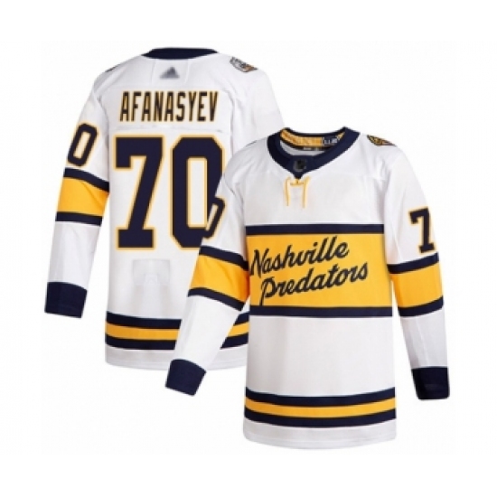 Men's Nashville Predators 70 Egor Afanasyev Authentic White 2020 Winter Classic Hockey Jersey